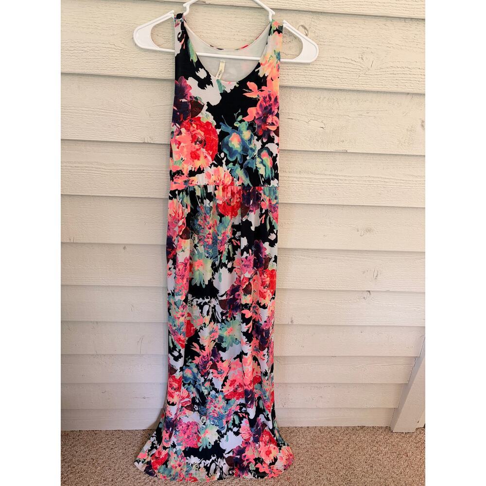Bellamie Floral Maxi Dress Sleeveless Racerback Women's Size M/L - Picture 3 of 6